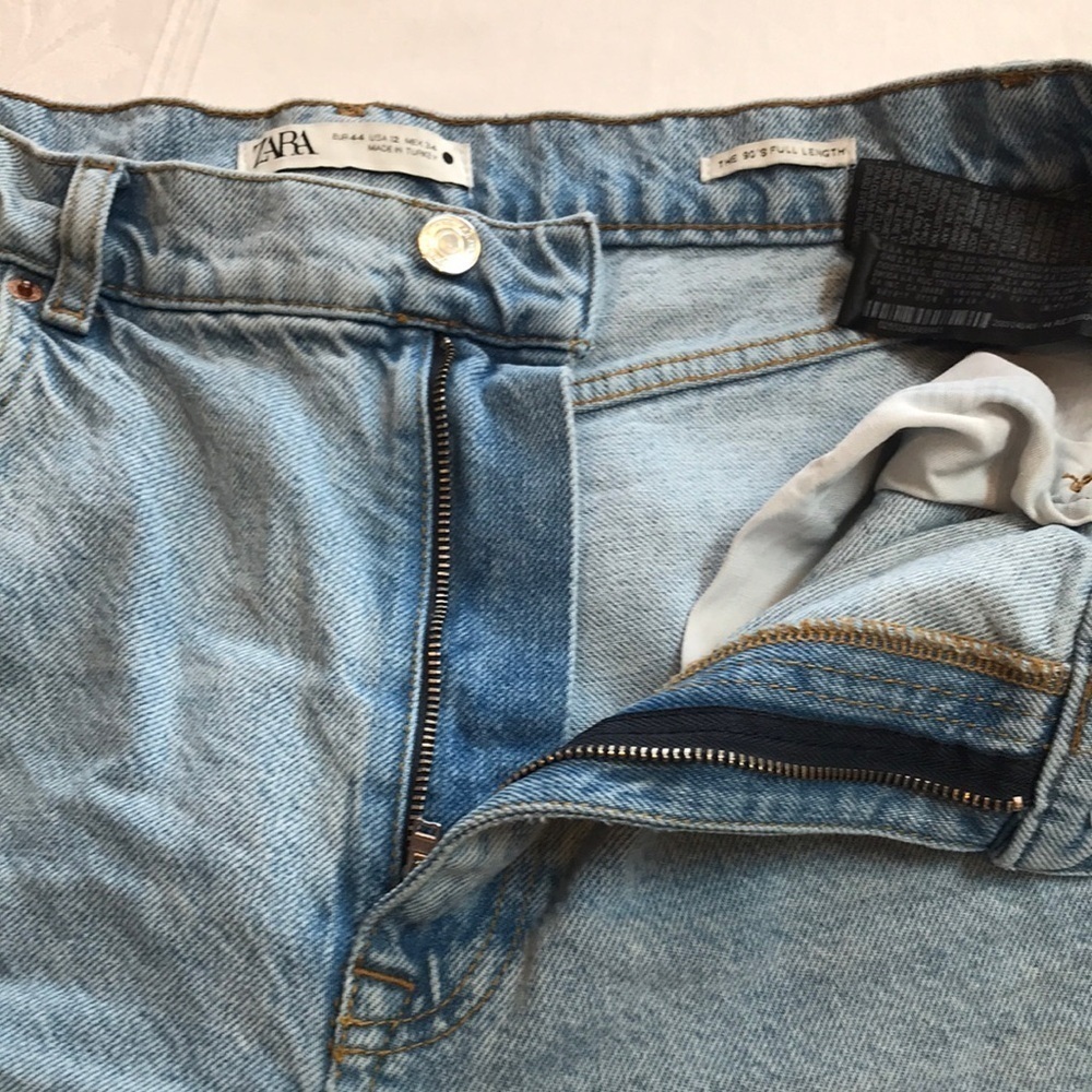 Zara The 90's Full Length High Rise Wide Leg Unfinished Hem Women Jeans NWOT - Picture 8 of 16